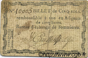 5 Sols FRANCE regionalism and various Sommieres 1792 Kc.30.084 VF