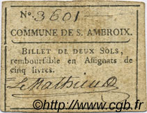 2 Sols FRANCE regionalism and various Saint Ambroix 1792 Kc.30.091a VF