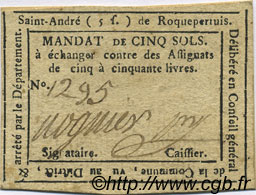 5 Sols FRANCE regionalismo y varios Saint Andre De Roquepertuis 1792 Kc.30.095a MBC