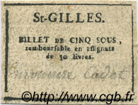 5 Sous FRANCE regionalism and various Saint Gilles 1792 Kc.30.120a VF