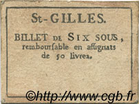 6 Sous FRANCE Regionalismus und verschiedenen Saint Gilles 1792 Kc.30.121 fVZ