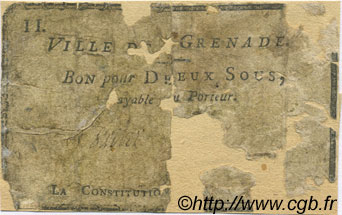 2 Sous FRANCE Regionalismus und verschiedenen Grenade 1792 Kc.31.068 GE