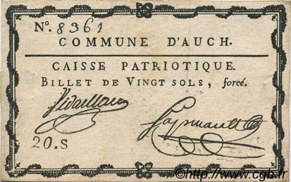 20 Sols FRANCE regionalism and various Auch 1792 Kc.32.006 XF