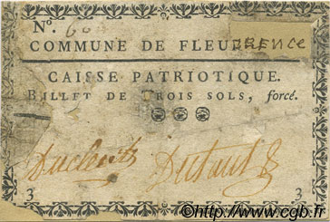 3 Sols FRANCE regionalism and miscellaneous Fleurance 1792 Kc.32.039v G
