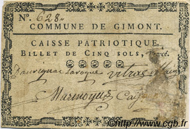5 Sols FRANCE régionalisme et divers Gimont 1792 Kc.32.044 TB+