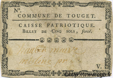 5 Sols FRANCE regionalism and miscellaneous Touget 1792 Kc.32.120 VF