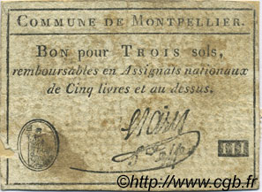 3 Sols FRANCE regionalism and miscellaneous Montpellier 1792 Kc.34.128 VF