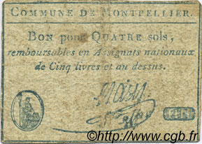 4 Sols FRANCE regionalism and various Montpellier 1792 Kc.34.129 VF