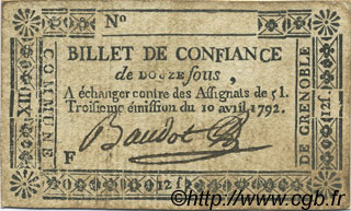 12 sous FRANCE regionalism and miscellaneous Grenoble 1792 Kc.38.026 VF