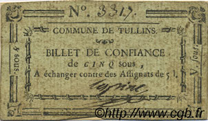 5 Sous FRANCE regionalism and various Tullins 1792 Kc.38.046b VF