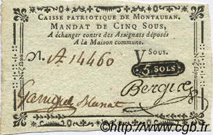 5 Sous FRANCE regionalism and various Montauban 1792 Kc.46.096s XF