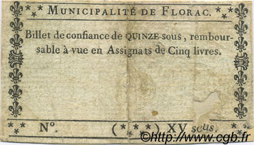 15 Sous FRANCE Regionalismus und verschiedenen Florac 1792 Kc.48.036 S