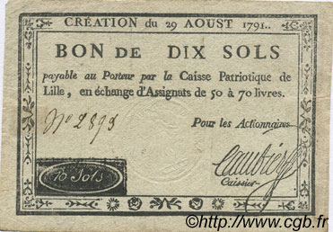 10 Sols FRANCE regionalism and miscellaneous Lille 1791 Kc.59.059 VF