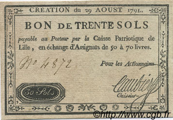 30 Sols FRANCE regionalism and various Lille 1791 Kc.59.061 VF