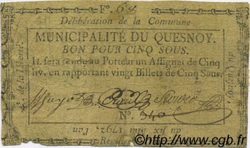 5 Sous FRANCE Regionalismus und verschiedenen Le Quesnoy 1792 Kc.59.095a S