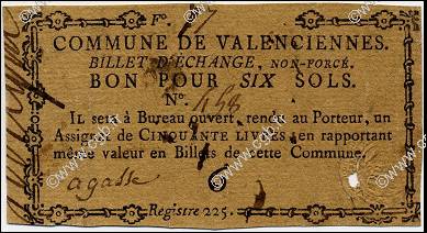 6 Sols FRANCE regionalism and miscellaneous Valenciennes 1792 Kc.59.111a VF