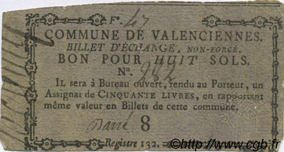 8 Sols FRANCE regionalismo y varios Valenciennes 1792 Kc.59.113b MBC