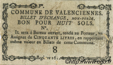 8 Sols Faux FRANCE régionalisme et divers Valenciennes 1792 Kc.59.113b TB