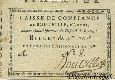 4 Livres 10 Sols FRANCE regionalism and various Auchi 1792 Kc.60.012 VF
