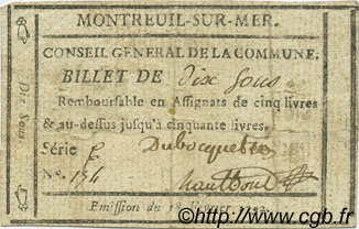 10 Sous FRANCE regionalism and miscellaneous Montreuil Sur Mer 1792 Kc.62.048 VF