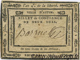 2 Sols FRANCE regionalism and miscellaneous Autun 1792 Kc.71.001a VF