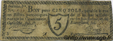 5 Sols FRANCE regionalism and miscellaneous Paris 1792 Kc.75.072 F