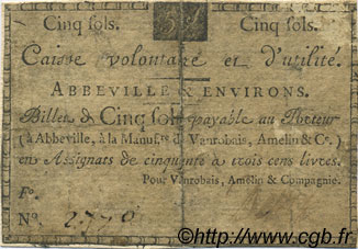 5 Sols FRANCE regionalism and various Abbeville 1792 Kc.80.006 F