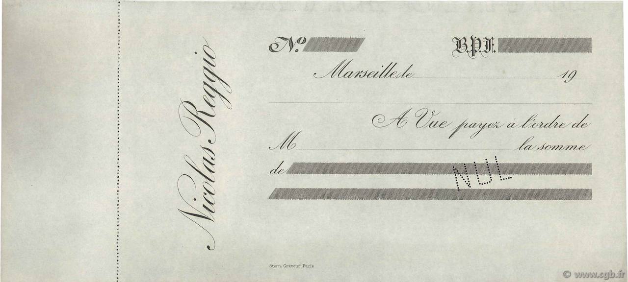 Francs Non émis FRANCE regionalismo e varie Marseille 1900 DOC.Chèque SPL