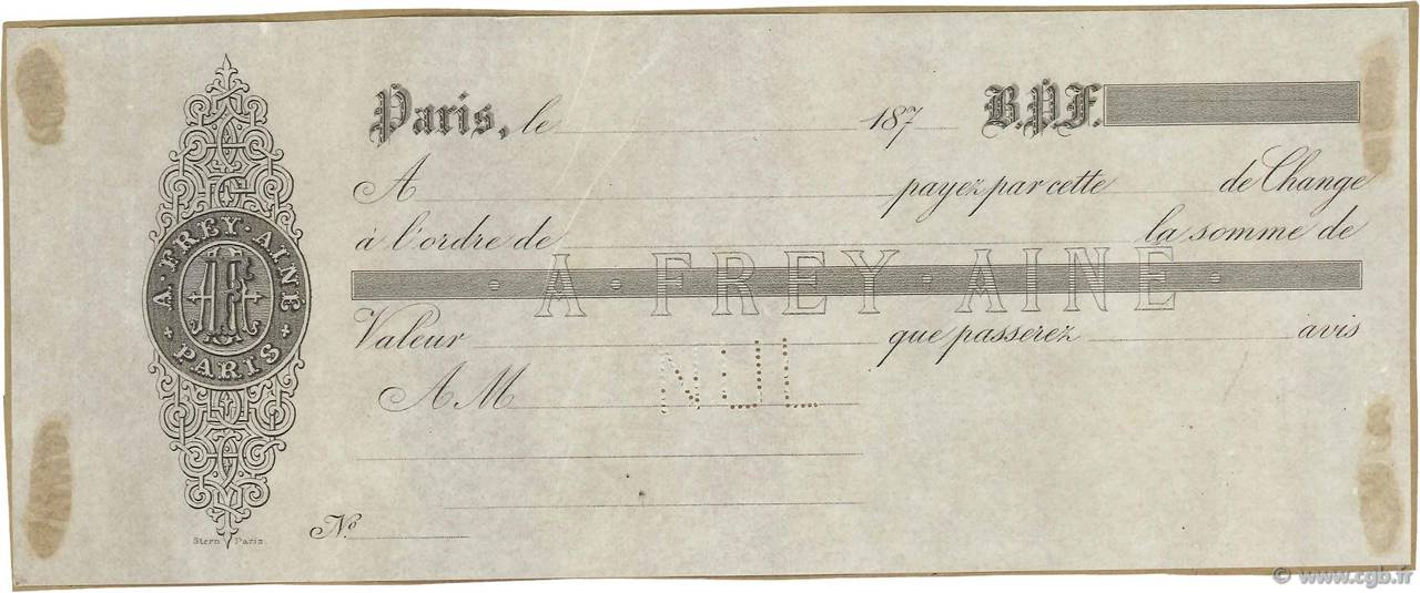 Francs Non émis FRANCE regionalismo y varios Paris 1870 DOC.Lettre EBC