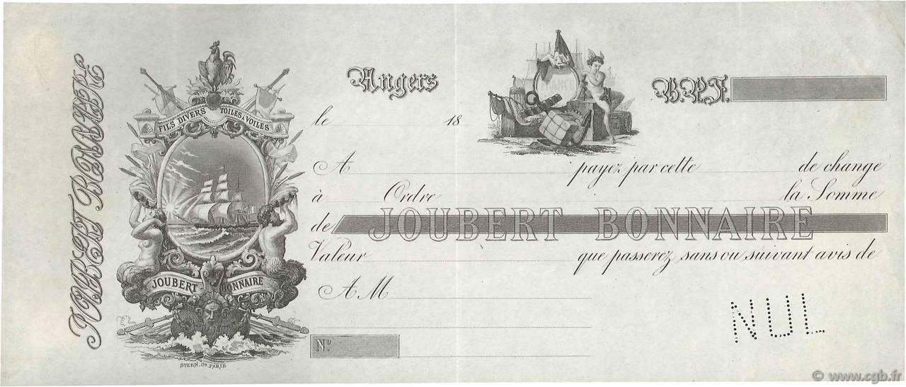 Francs Non émis FRANCE regionalism and various Angers  1850 DOC.Lettre VF