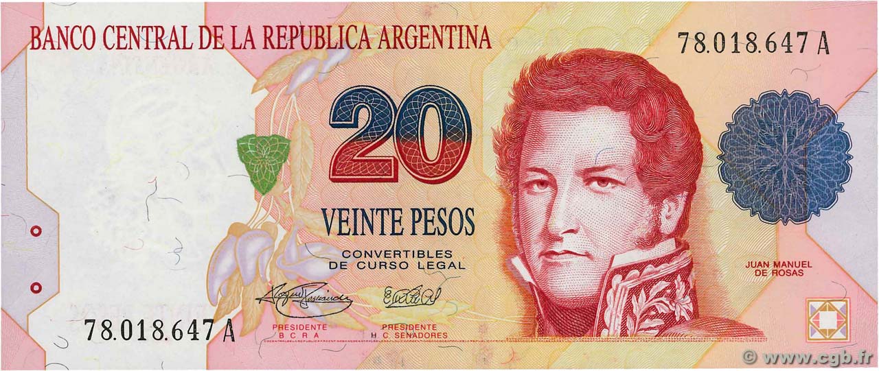 20 Pesos ARGENTINA  1992 P.343b UNC
