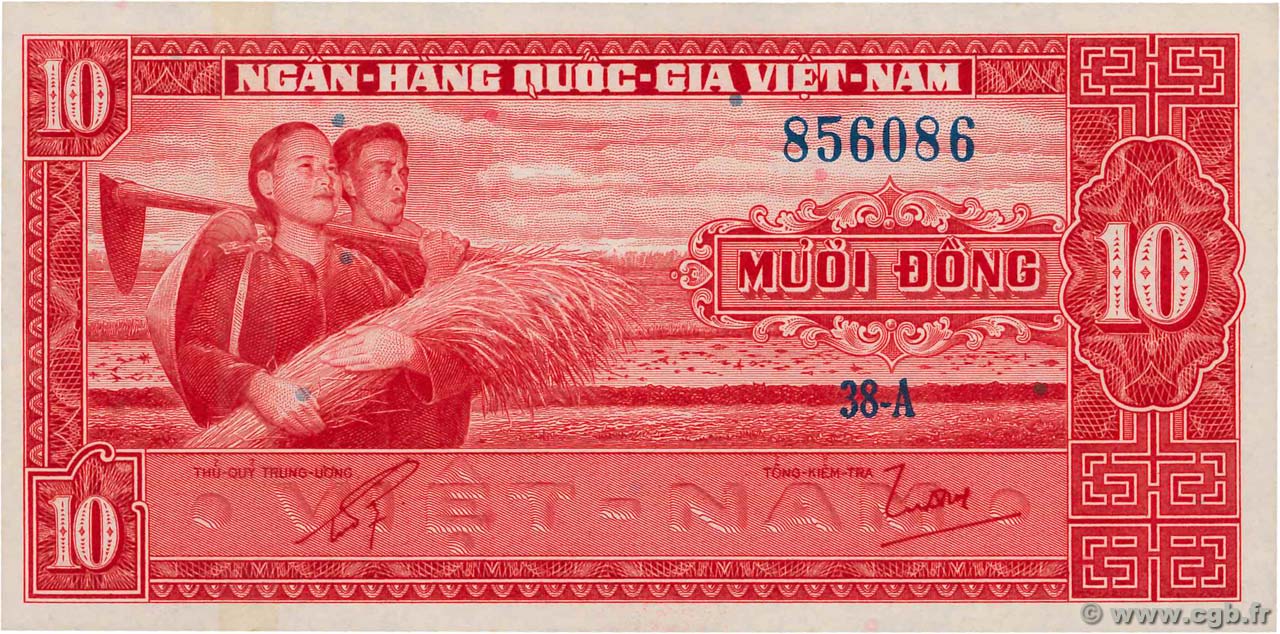 10 Dong VIETNAM DEL SUR  1962 P.05a FDC