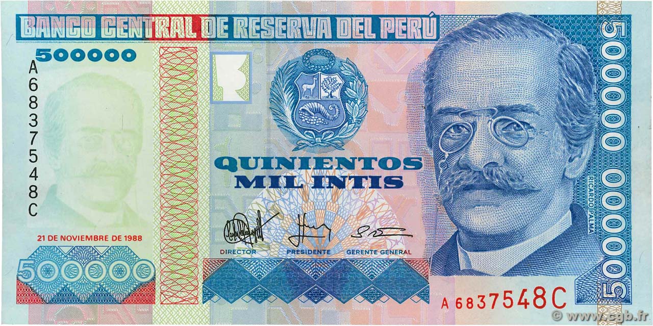500000 Intis PERú  1988 P.146 SC+