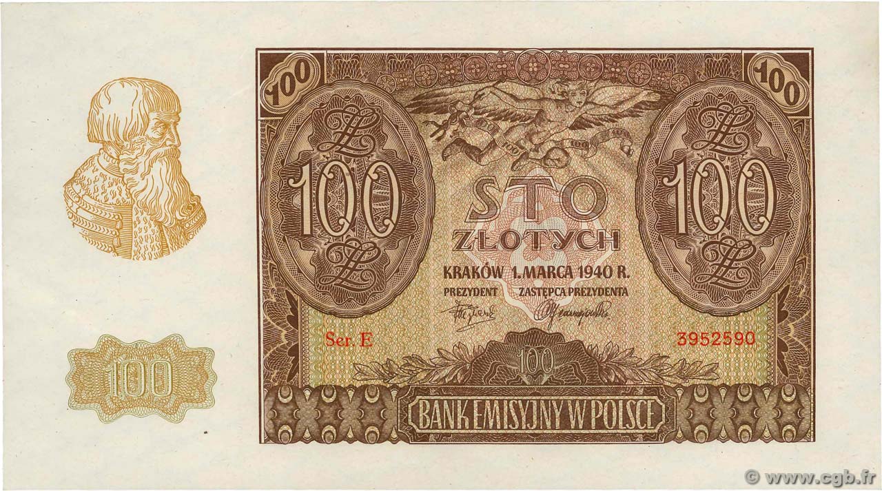 100 Zlotych POLONIA  1940 P.097 SC+