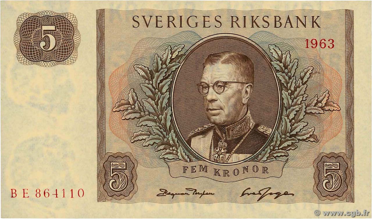 5 Kronor SUÈDE  1963 P.50b ST