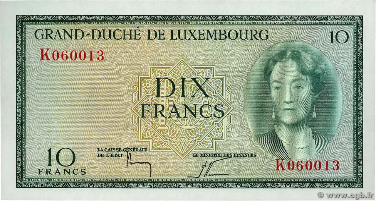 10 Francs LUXEMBOURG  1954 P.48a pr.NEUF