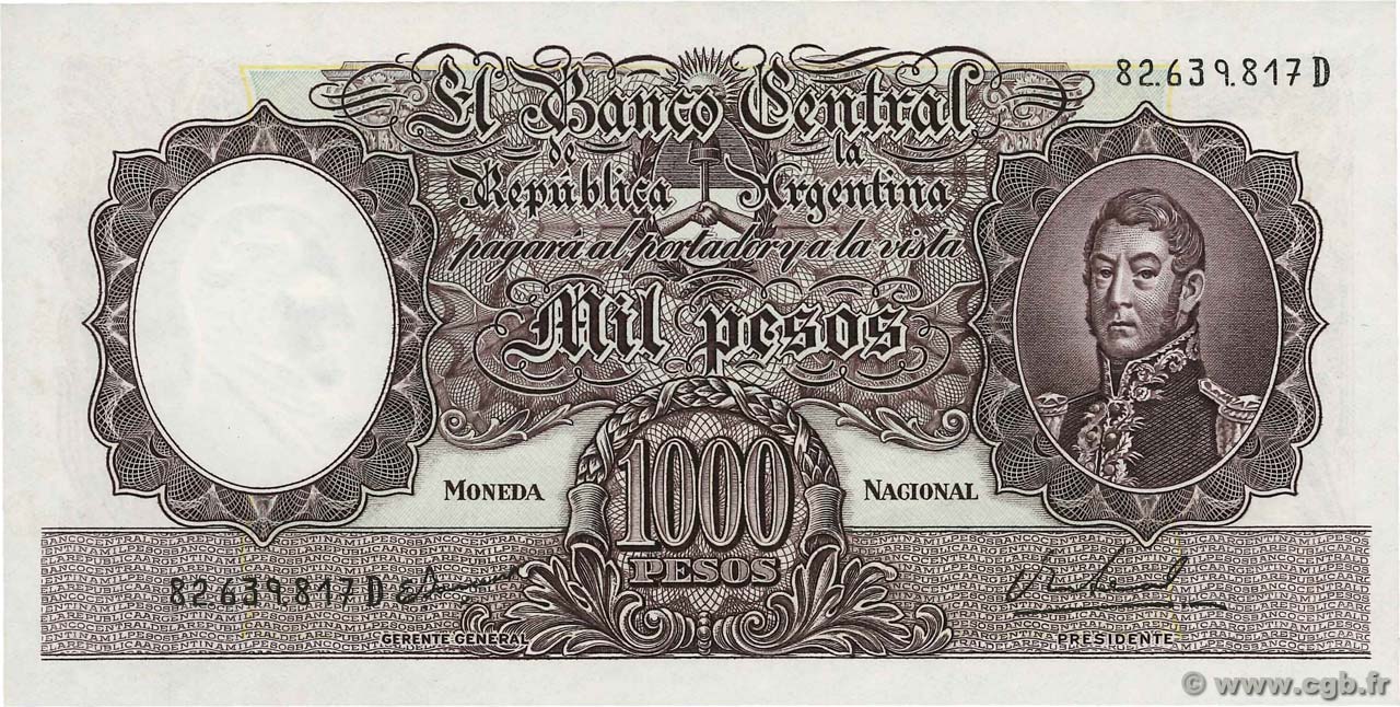1000 Pesos ARGENTINIEN  1966 P.279c ST
