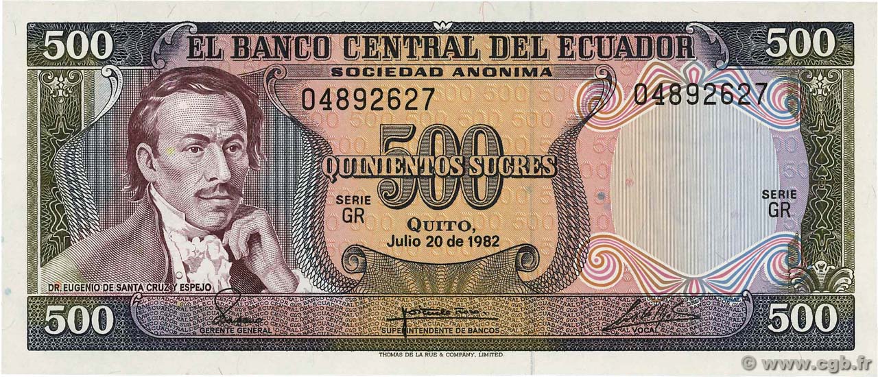 500 Sucres EKUADOR  1982 P.119b ST