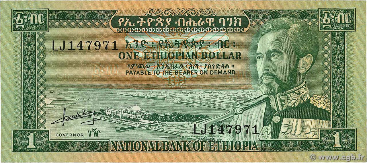 1 Dollar ETHIOPIA  1966 P.25a AU