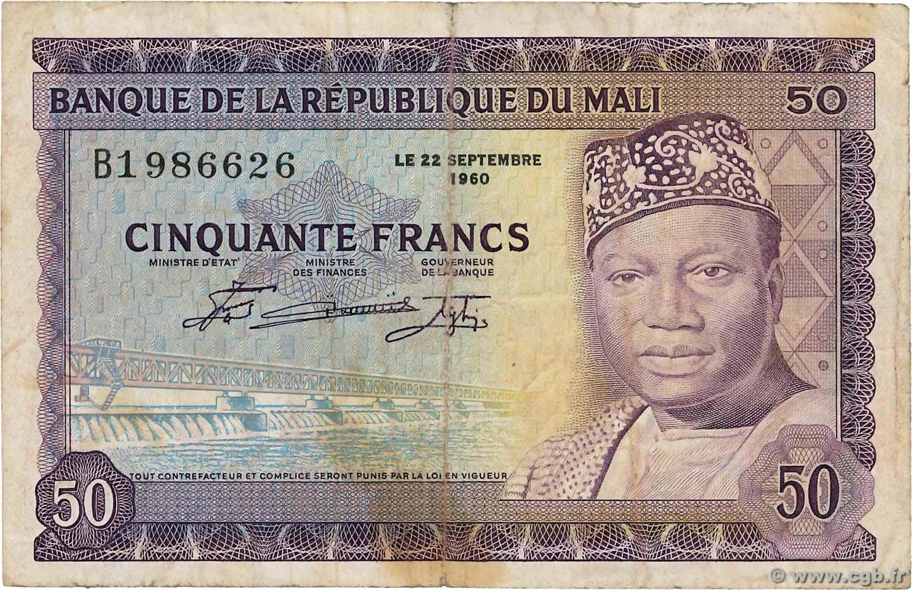 50 Francs MALI  1960 P.06 pr.TTB