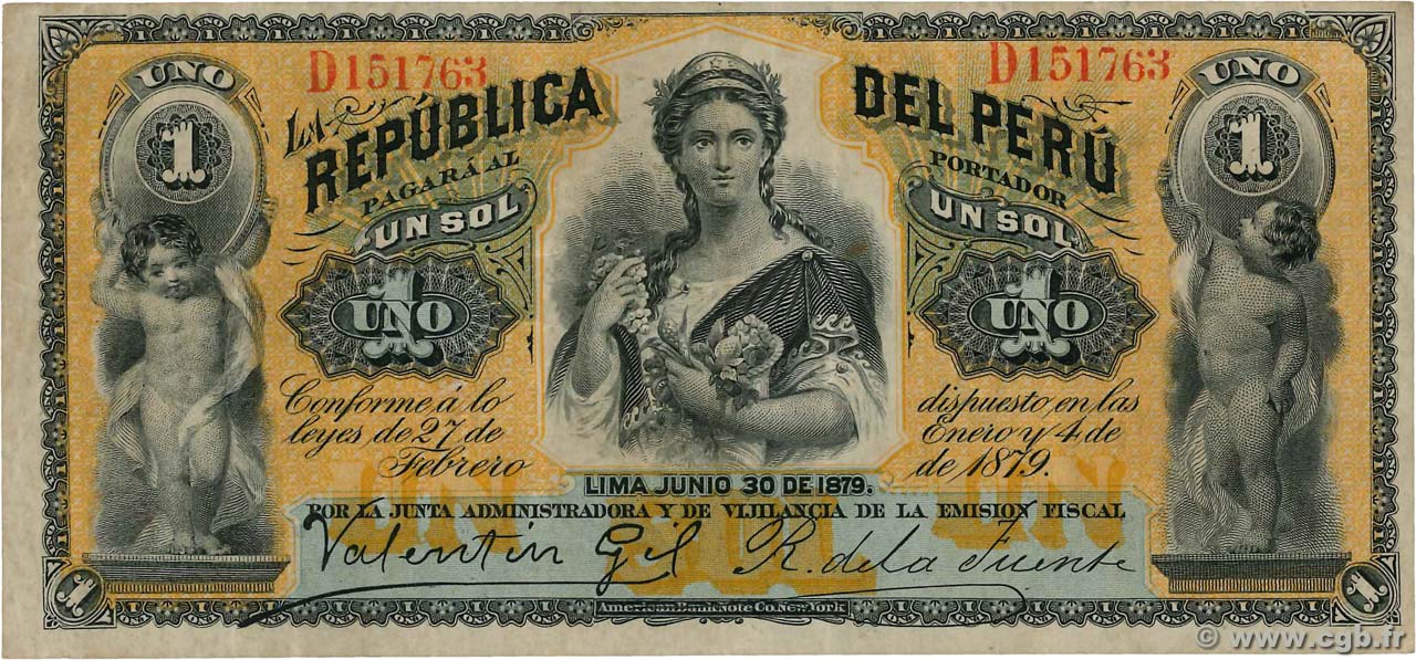 1 Sol PERU  1879 P.001 VZ