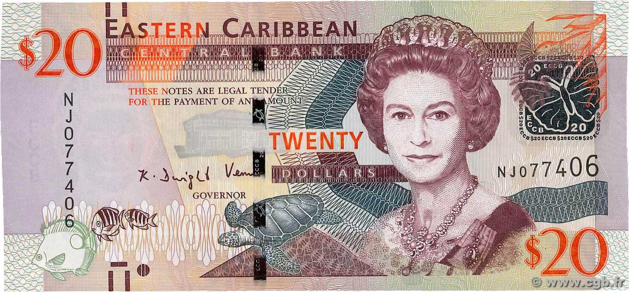 20 Dollars EAST CARIBBEAN STATES  2012 P.53b UNC