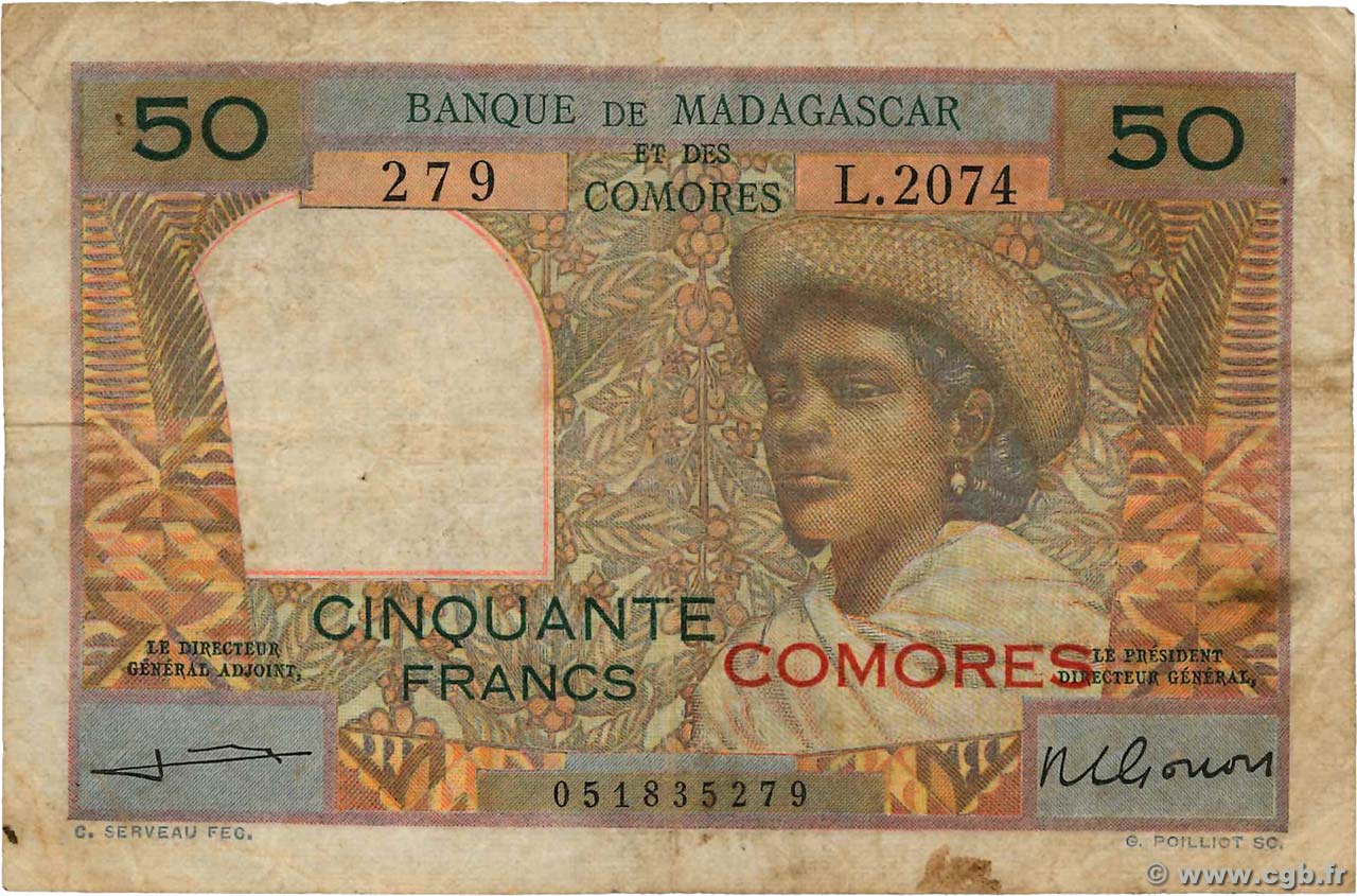 50 Francs COMOROS  1963 P.02b2 F