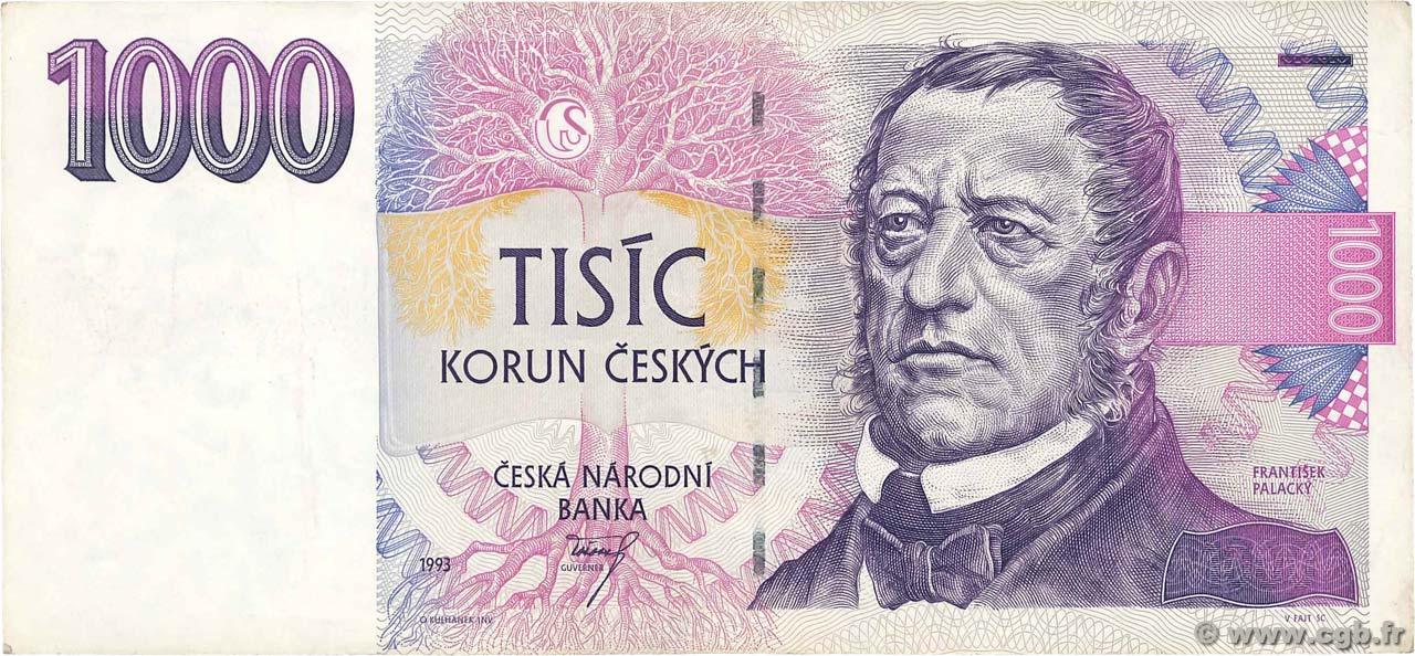 1000 Korun CZECH REPUBLIC  1993 P.08a VF