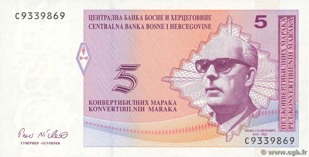 5 Convertible Maraka BOSNIA HERZEGOVINA  1998 P.062a UNC
