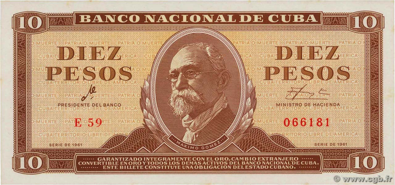 10 Pesos CUBA  1961 P.096a NEUF
