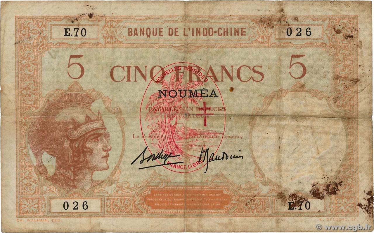 5 Francs NEUE HEBRIDEN  1941 P.04b S