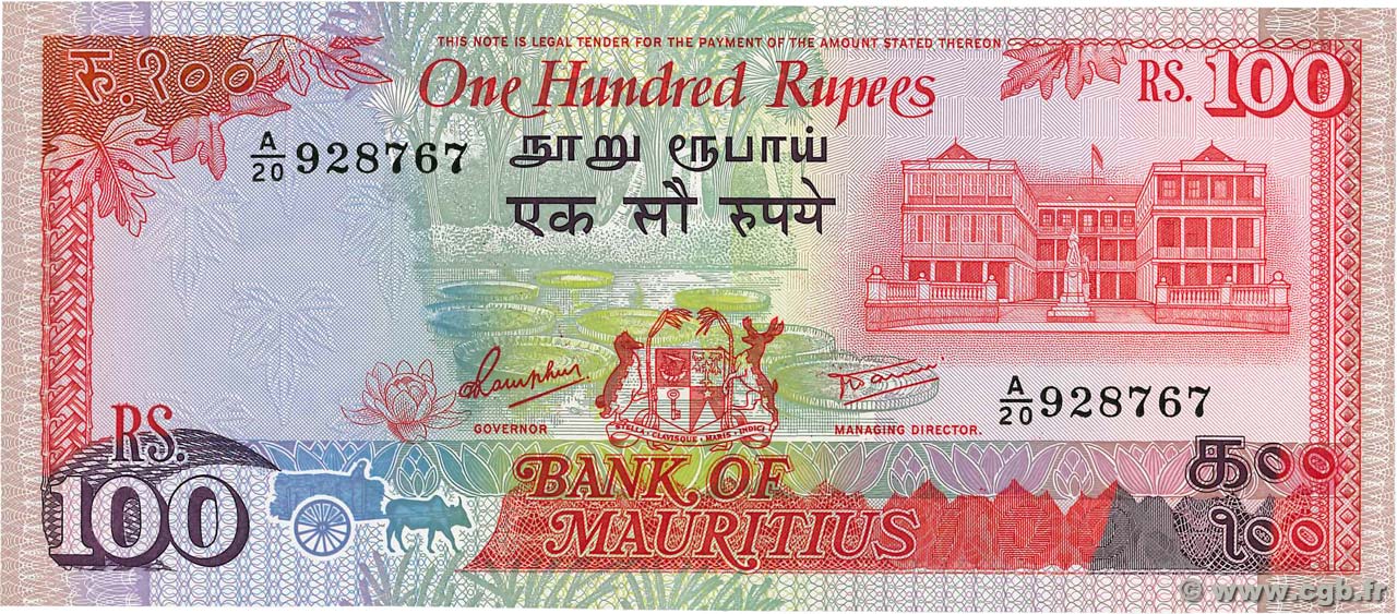 100 Rupees ISOLE MAURIZIE  1986 P.38 q.AU