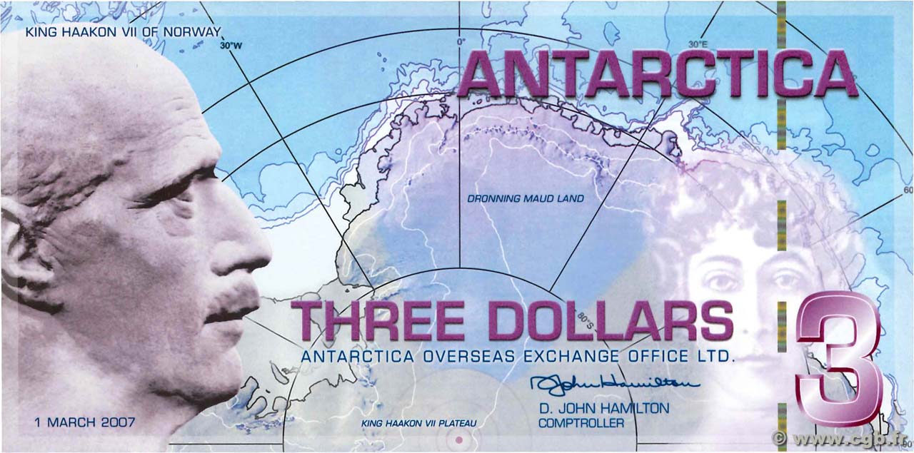 3 Dollars ANTARCTIQUE  2007  UNC
