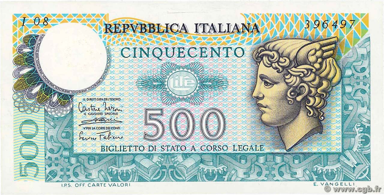 500 Lire ITALIA  1974 P.094 FDC